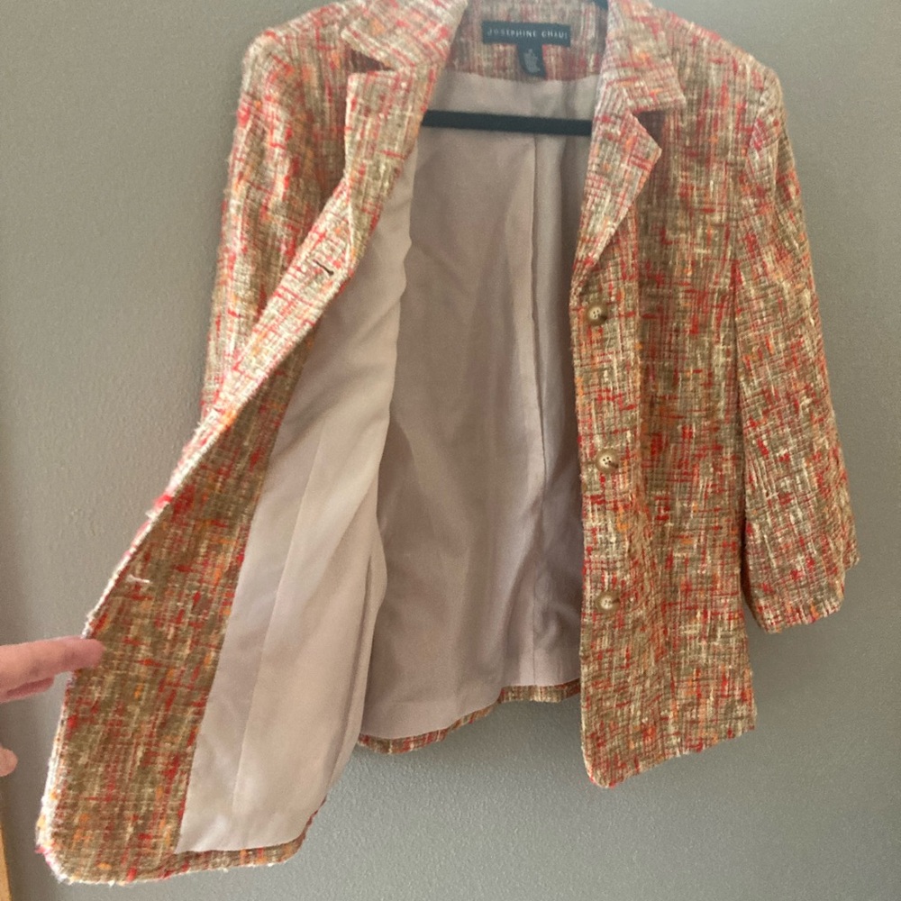 Josephine Chaus Women's Red, Green and Cream Tweed Blazer - Size 14 - Picture 7 of 10